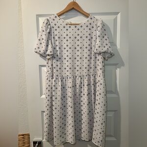 LOFT Ivory Dress with Black Pattern